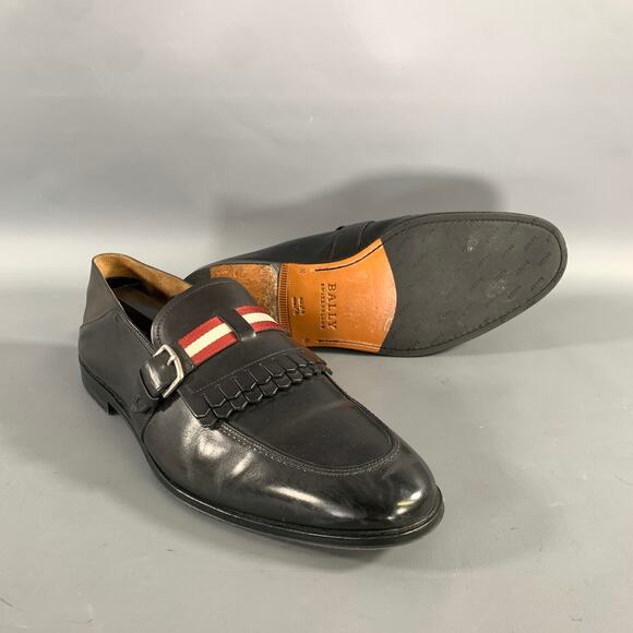 BALLY Size 7 5 Black Red white Leather Eyelash Loafers main image 6